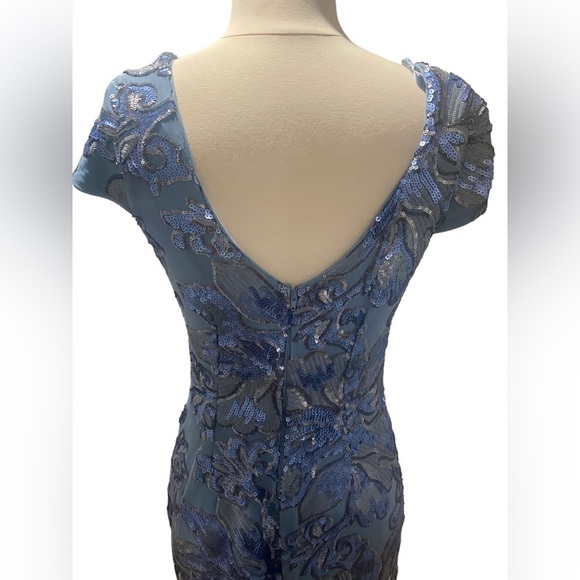 Marina De Buchi Marina Blue and Silver Sequin Cocktail Dress-size 4 - Picture 2 of 7